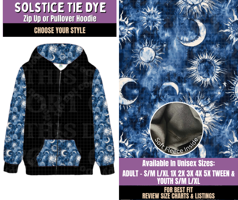 Preorder! Closes 9/23. ETA Dec. Solstice Tie Dye Zip-Up or Pullover Hoodie