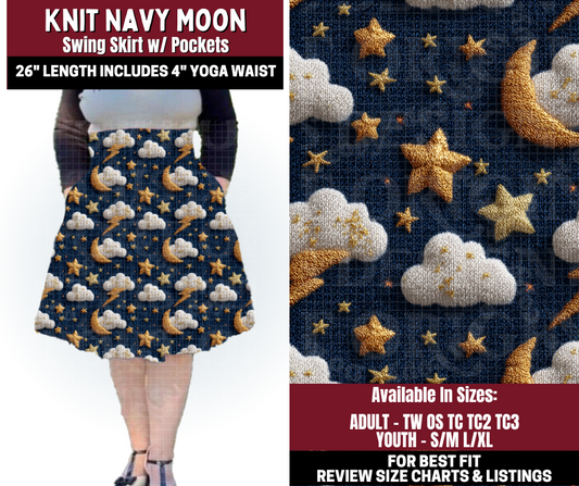 Preorder! Closes 10/22. ETA Jan. Knit Navy Moon Swing Skirt