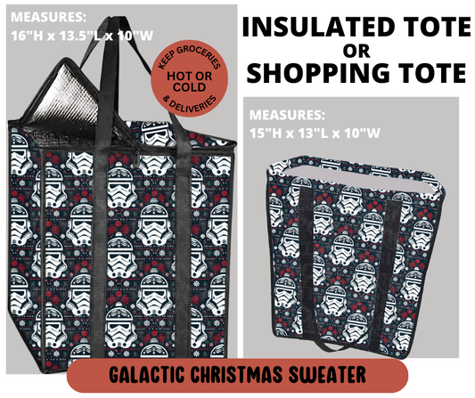 Preorder! Closes 9/11. ETA Dec. Galactic Christmas Sweater Shopping & Insulated Tote