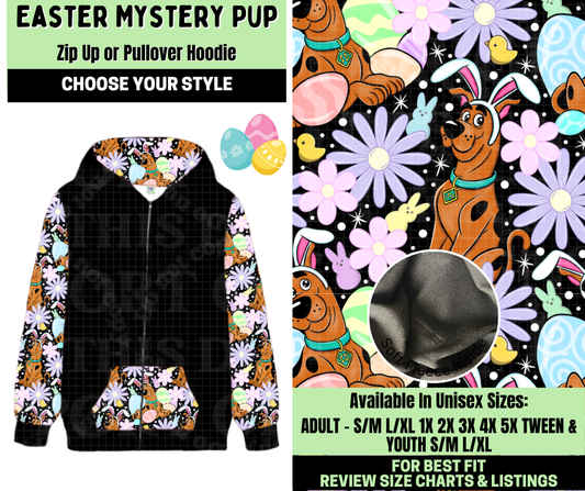 Preorder! Closes 1/19. ETA April. Easter Mystery Pup Zip-Up or Pullover Hoodie