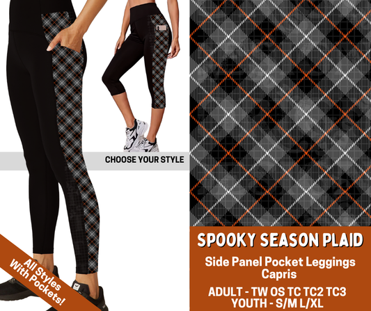 Preorder! Closes 7/13. ETA Oct. Spooky Season Plaid Combo Side Panel Legging Lengths