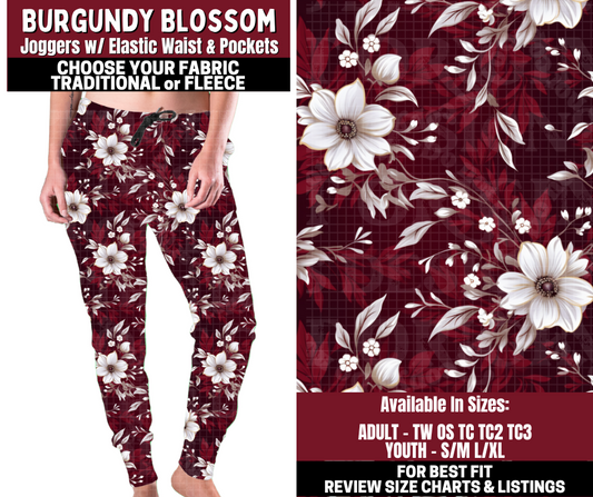 Preorder! Closes 10/22. ETA Jan. Burgundy Blossom Joggers Choose Fleece or Traditional