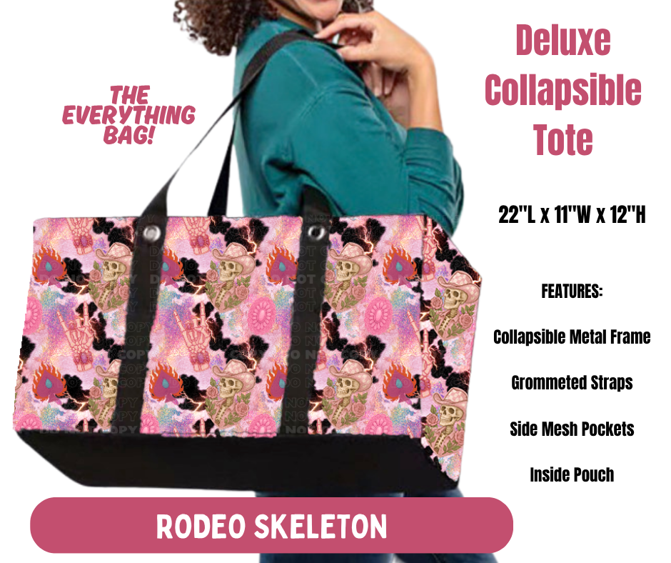 Preorder! Closes 10/8. ETA Jan. Rodeo Skeleton Collapsible Tote