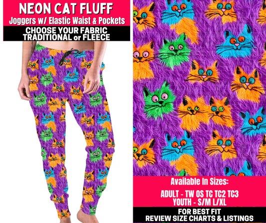 Preorder! Closes 10/23. ETA Jan. Neon Cat Fluff Joggers Choose Fleece or Traditional