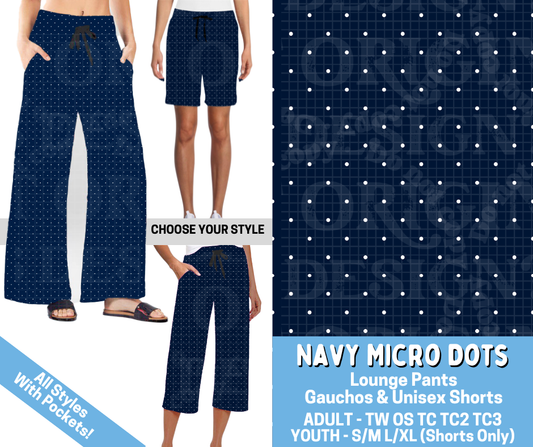 Preorder! Closes 4/16. ETA July. Navy Micro Dots Combo Lounge Lengths