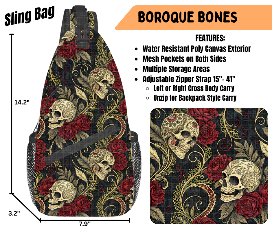 Preorder! Closes 6/22. ETA Sept. Boroque Bones Sling Bag