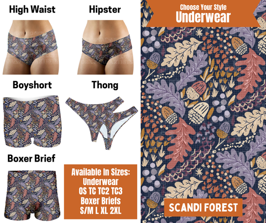 Preorder! Closes 7/30. ETA Oct. Scandi Forest Hipster, High Waist, Boyshort, & Thong Underwear & Boxer Briefs