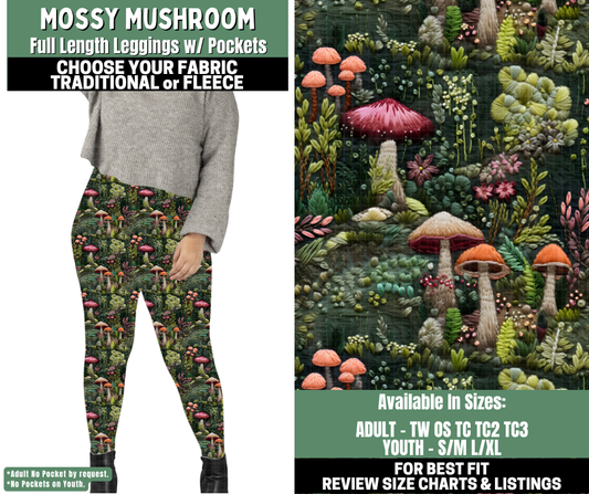 Preorder! Closes 12/4. ETA Feb. Mossy Mushroom Leggings Choose Fleece or Traditional