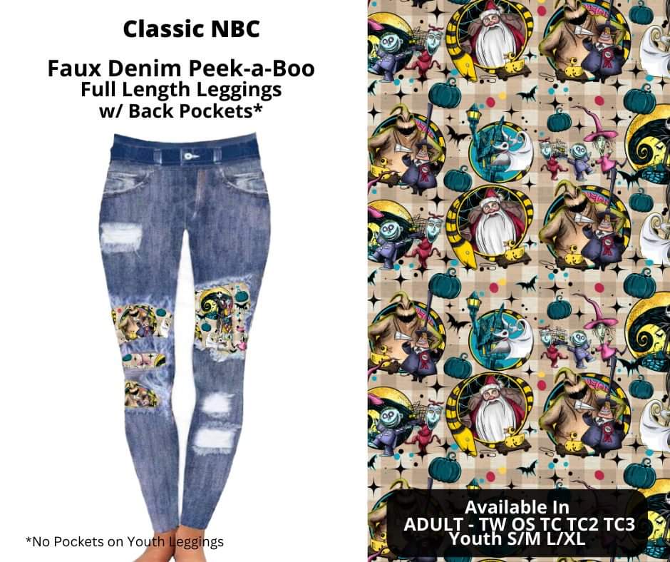 Classic NBC Faux Denim Full Length Peekaboo Leggings