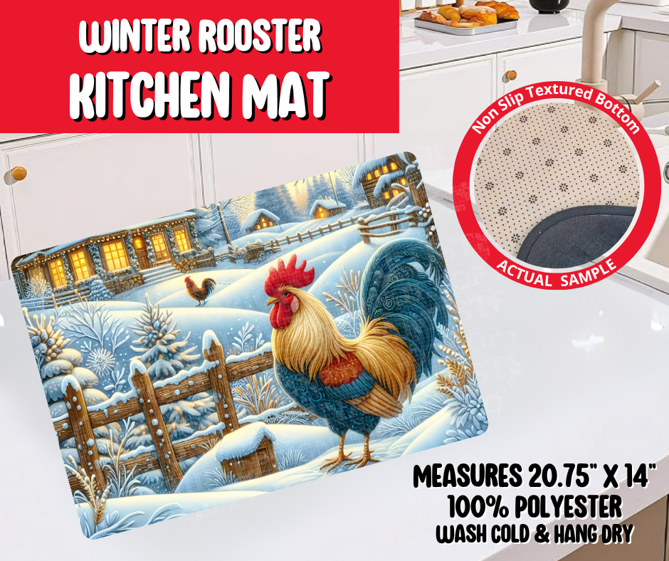 Preorder! Closes 8/20. ETA Nov. Winter Rooster Kitchen Mat