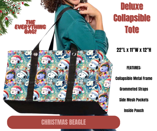 Preorder! Closes 9/1. ETA Dec. Christmas Beagle Collapsible Tote