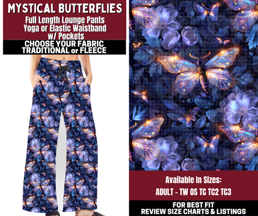 Preorder! Closes 10/22. ETA Jan. Mystical Butterflies Lounge Pants Choose Fleece or Traditional