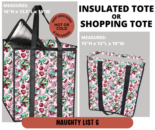 Preorder! Closes 9/11. ETA Dec. Naughty List G Shopping & Insulated Tote