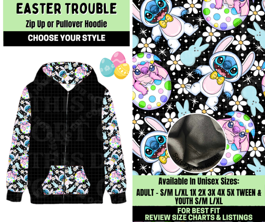 Preorder! Closes 1/19. ETA April. Easter Trouble Zip-Up or Pullover Hoodie