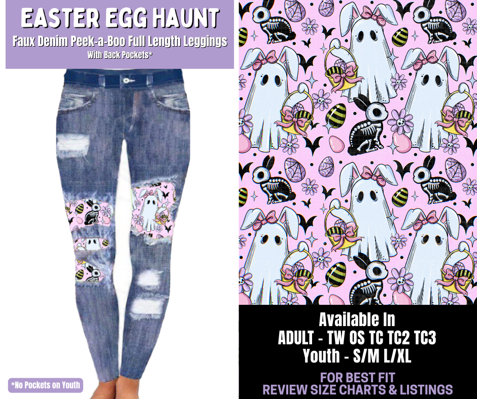 Preorder! Closes 1/22. ETA April. Easter Egg Haunt Full Length Faux Denim Peekaboo