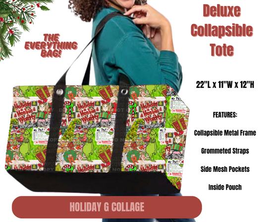 Preorder! Closes 9/1. ETA Dec. Holiday G Collage Collapsible Tote