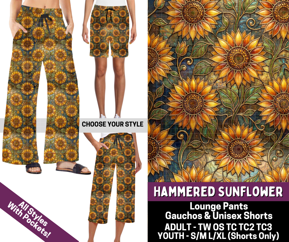 Preorder! Closes 7/9. ETA Oct. Hammered Sunflower Combo Lounge Lengths