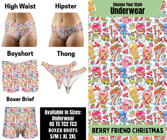 Preorder! Closes 8/25. ETA Nov. Berry Friend Christmas Hipster, High Waist, Boyshort, & Thong Underwear & Boxer Briefs