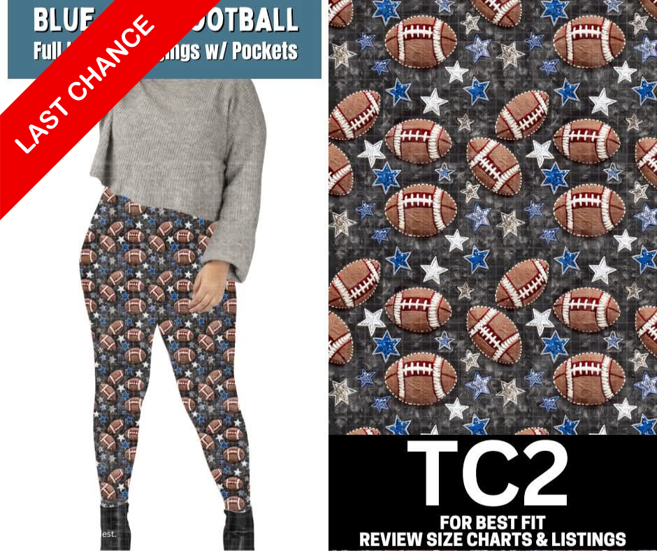 Blue Star Football Full Length Leggings w/ Pockets