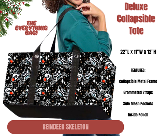 Preorder! Closes 9/1. ETA Dec. Reindeer Skeleton Collapsible Tote