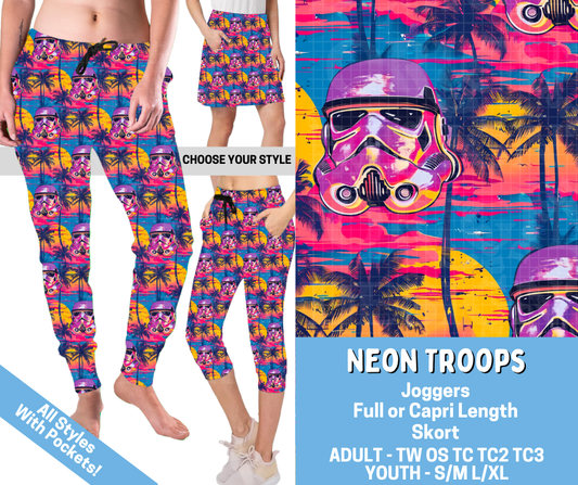 Preorder! Closes 4/16. ETA July. Neon Troops Combo Jogger Lengths & Skort
