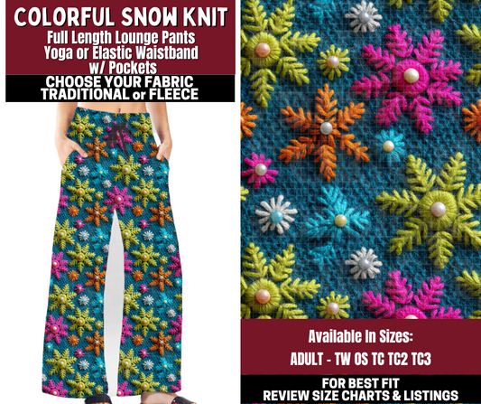 Preorder! Closes 10/22. ETA Jan. Colorful Snow Knit Lounge Pants Choose Fleece or Traditional