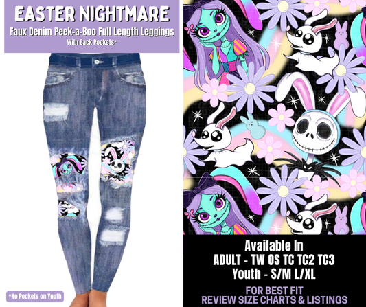 Preorder! Closes 1/22. ETA April. Easter Nightmare Full Length Faux Denim Peekaboo