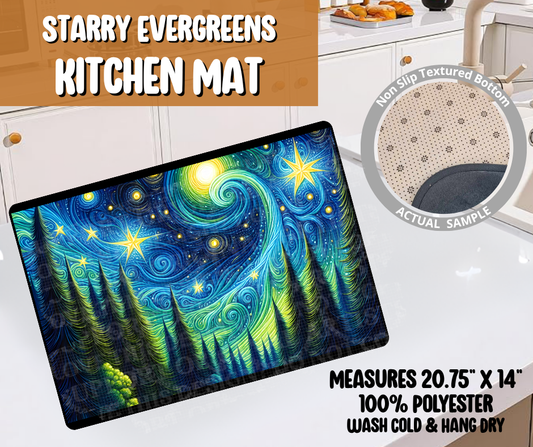 Preorder! Closes 6/8. ETA Sept. Starry Evergreens Kitchen Mat