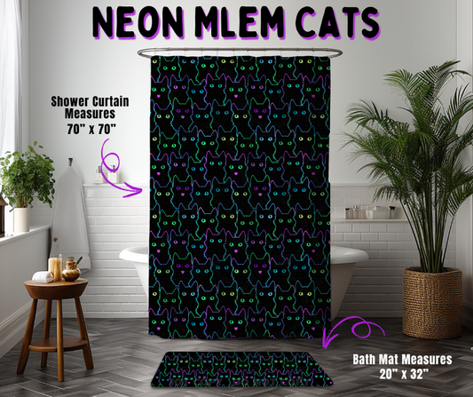 Preorder! Closes 10/21. ETA Jan. Neon Mlem Cats Custom Shower Curtain and/or Bath Mat