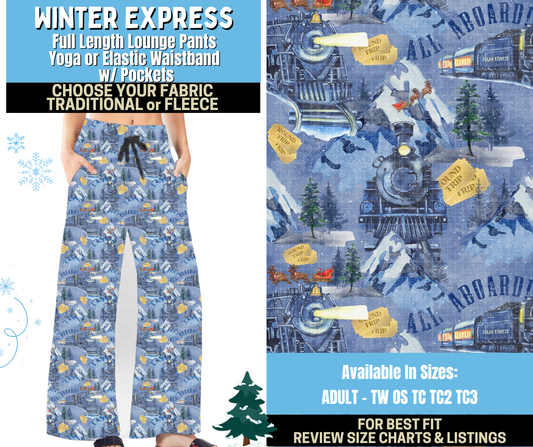 Preorder! Closes 8/28. ETA Nov. Winter Express Lounge Pants Choose Fleece or Traditional