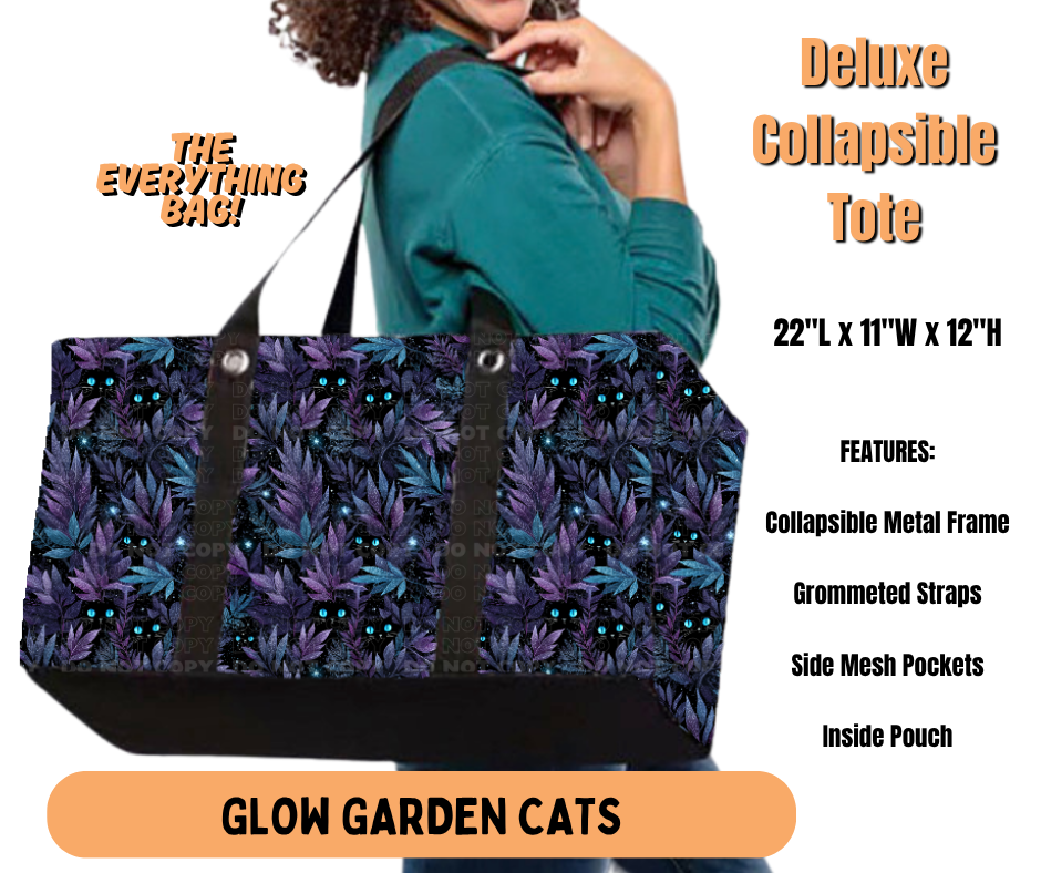 Preorder! Closes 7/2. ETA Oct. Glow Garden Cats Collapsible Tote
