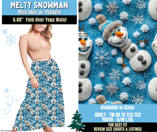 Preorder! Closes 8/28. ETA Nov. Melty Snowman Maxi Skirt