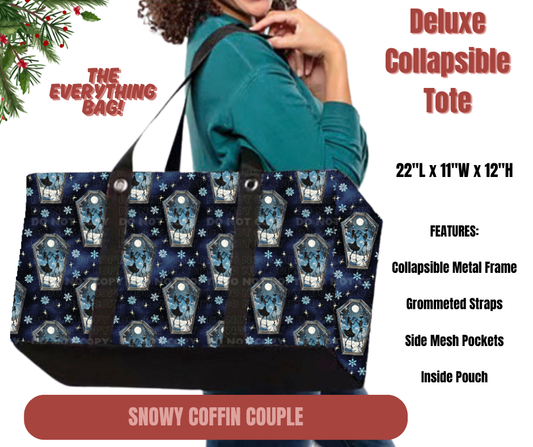 Preorder! Closes 9/1. ETA Dec. Snowy Coffin Couple Collapsible Tote
