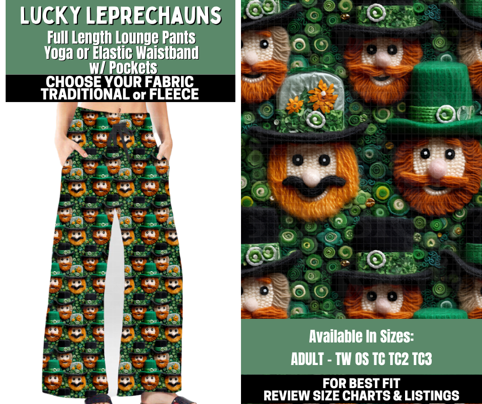 Preorder! Closes 12/4. ETA Feb. Lucky Leprechauns Lounge Pants Choose Fleece or Traditional