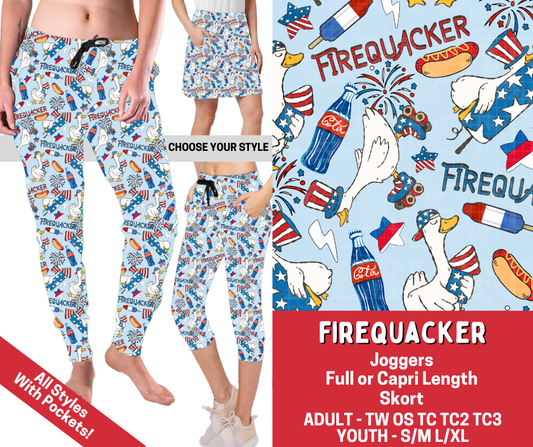 Preorder! Closes 3/18. ETA June. Firequacker Combo Jogger Lengths & Skort