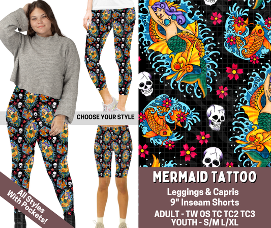 Preorder! Closes 3/5. ETA June. Mermaid Tattoo Combo Legging Lengths