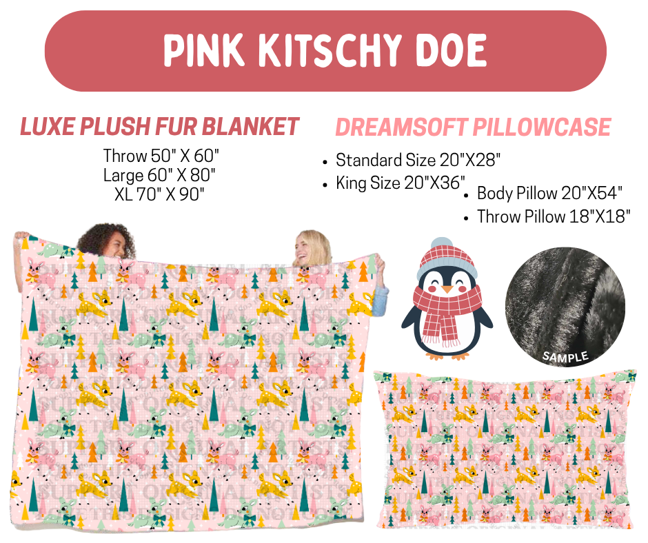 Preorder! Closes 8/17. ETA Nov. Pink Kitschy Doe Luxe Plush Fur Blanket and/or DreamSoft Pillowcase