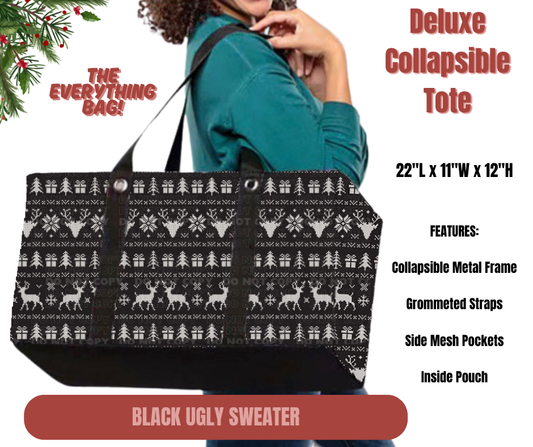 Preorder! Closes 9/1. ETA Dec. Black Ugly Sweater Collapsible Tote