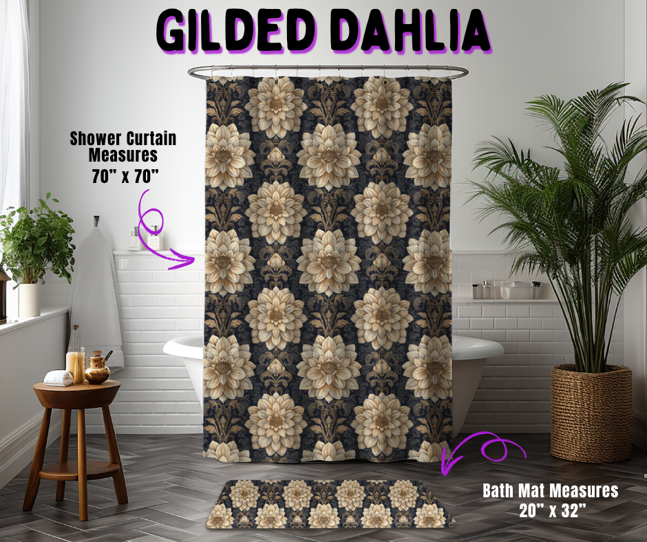 Preorder! Closes 10/21. ETA Jan. Gilded Dahlia Custom Shower Curtain and/or Bath Mat