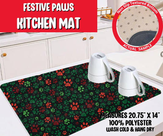 Preorder! Closes 8/20. ETA Nov. Festive Paws Kitchen Mat