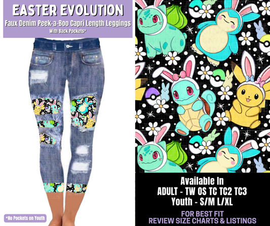 Preorder! Closes 1/22. ETA April. Easter Evolution Capri Faux Denim Peekaboo