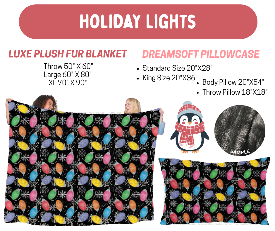 Preorder! Closes 8/17. ETA Nov. Holiday Lights Luxe Plush Fur Blanket and/or DreamSoft Pillowcase