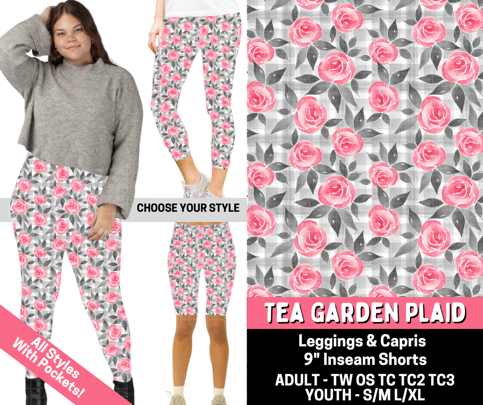 Preorder! Closes 5/28. ETA Aug. Tea Garden Plaid Combo Legging Lengths