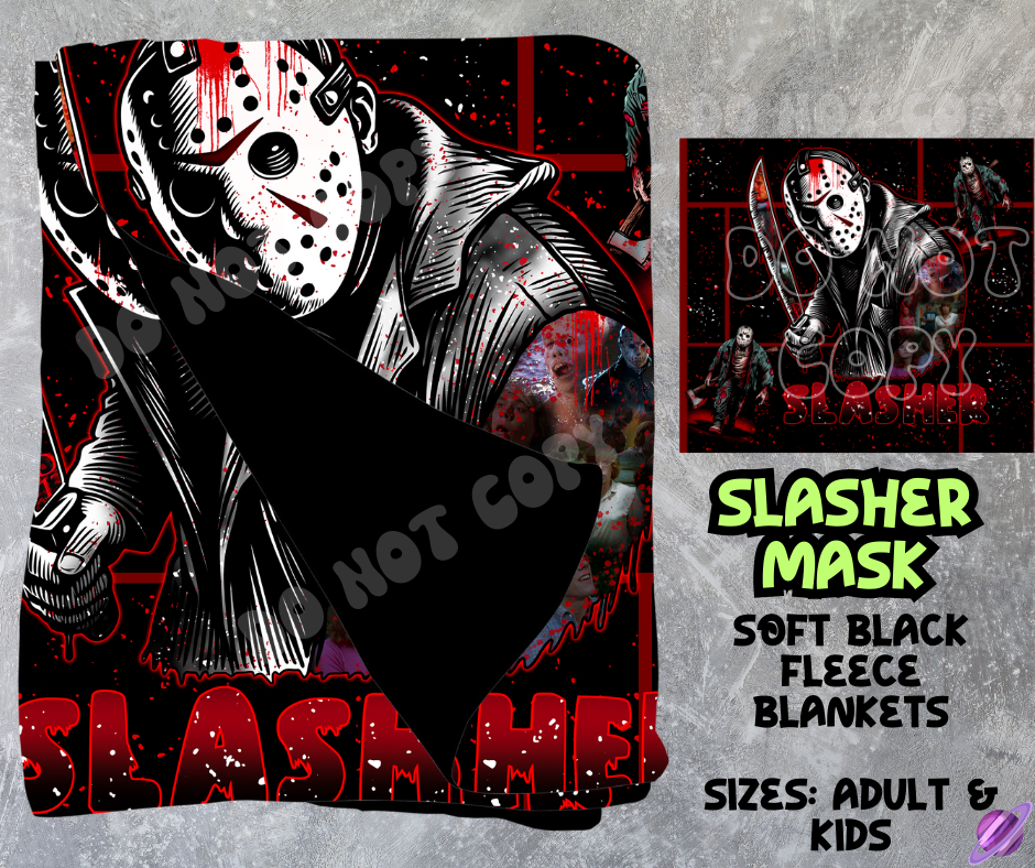 SLASHER MASK - SOFT BLACK FLEECE THROWS 8 - PREORDER CLOSING 2/21