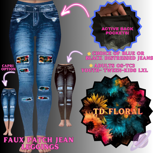 TD FLORAL-FAUX JEAN LEGGING-PREORDER CLOSING 12/2