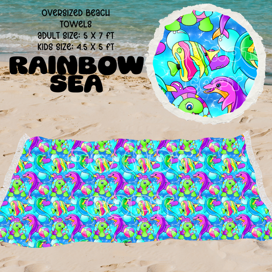 Rainbow sea-OVERSIZED BEACH TOWEL 6-PREORDER CLOSING 3/20