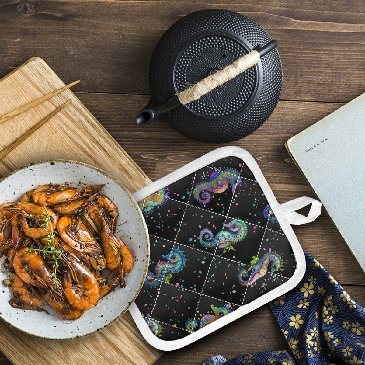 SPOOKY MEAN-4 PIECE OVEN MITT SET-PREORDER CLOSING 7/9