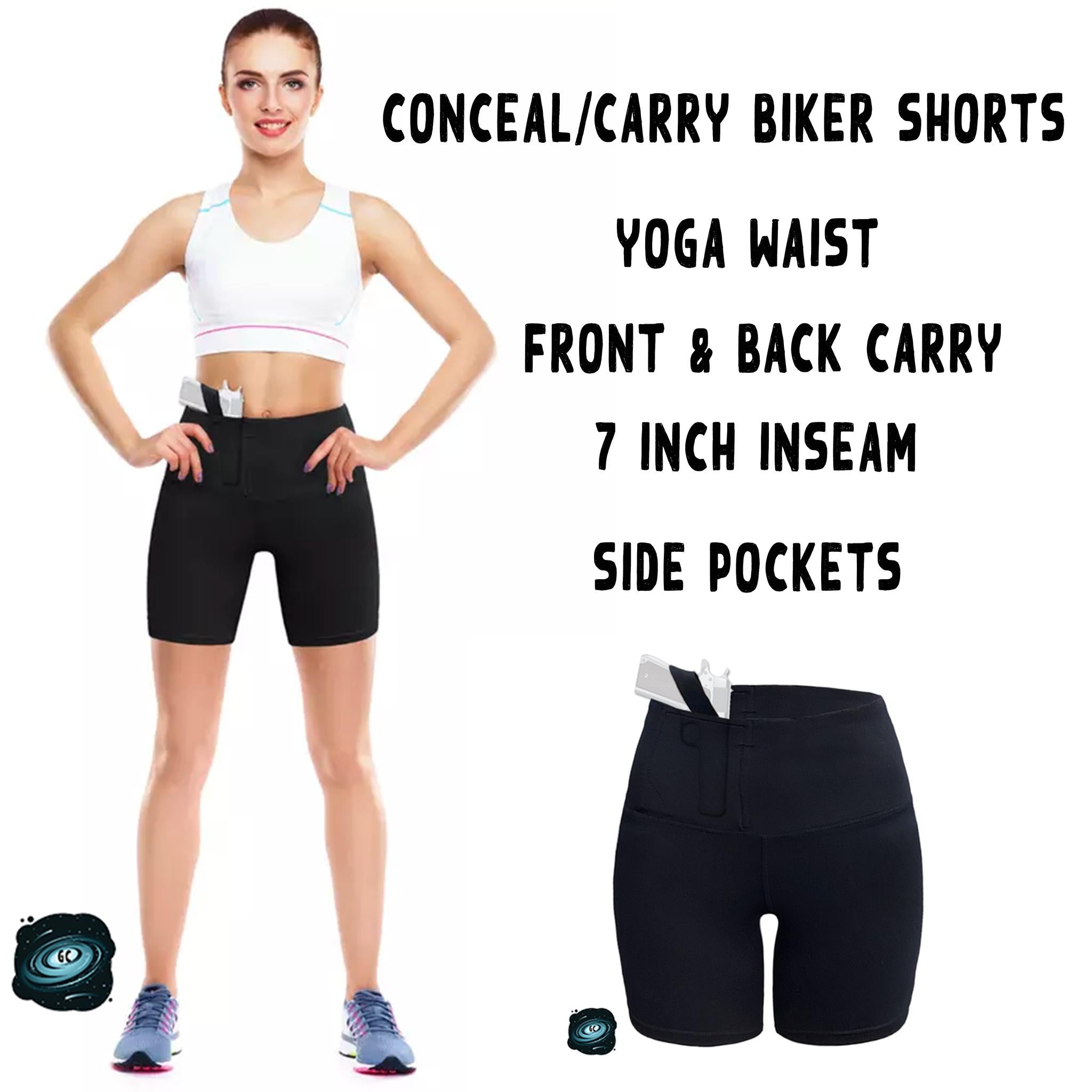 CONCEAL CARRY RUN- SOLID BLACK BIKER SHORTS