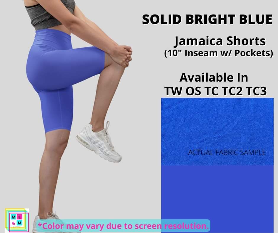 Solid Bright Blue 10" Jamaica Shorts