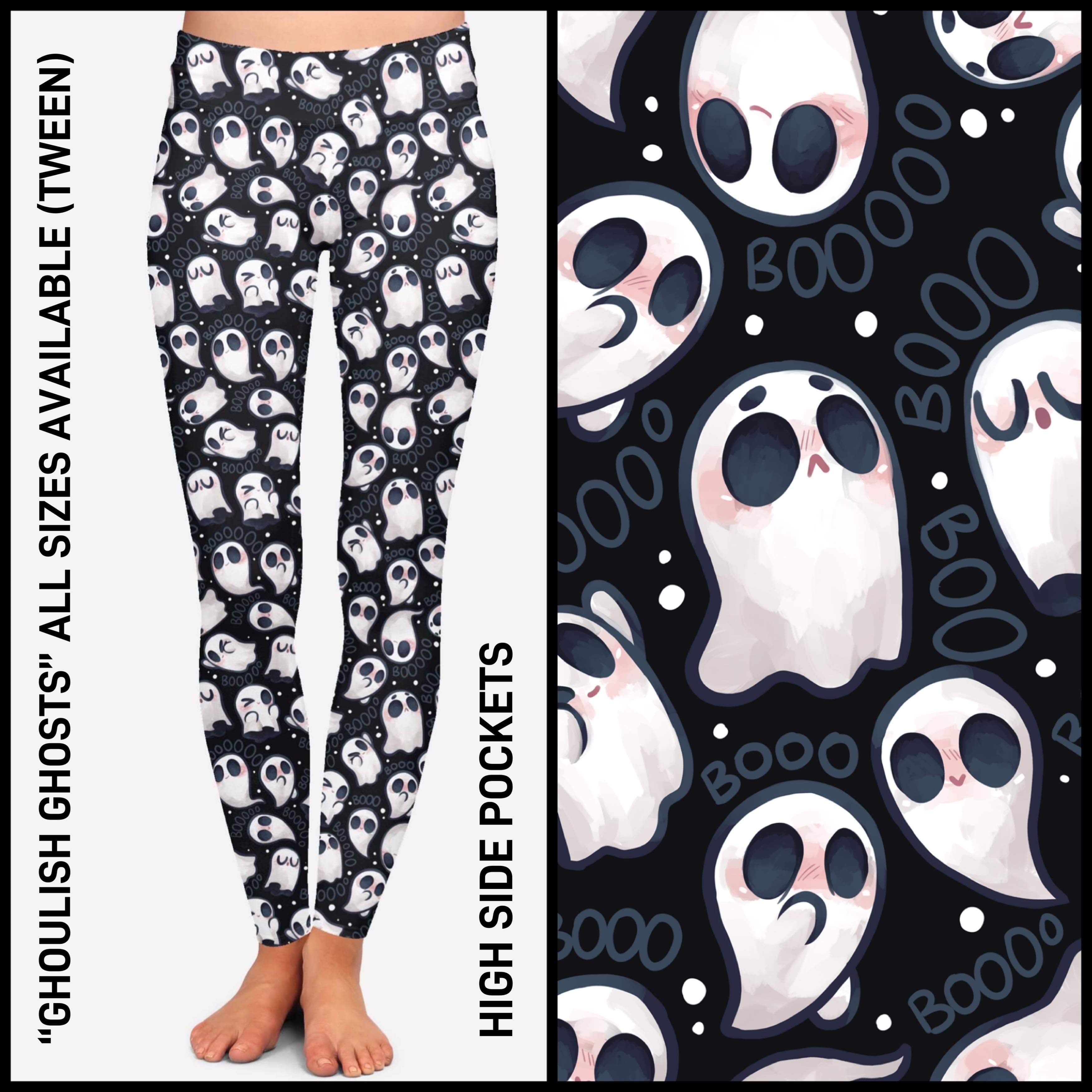 RTS - Ghoulish Ghosts Leggings with Pockets